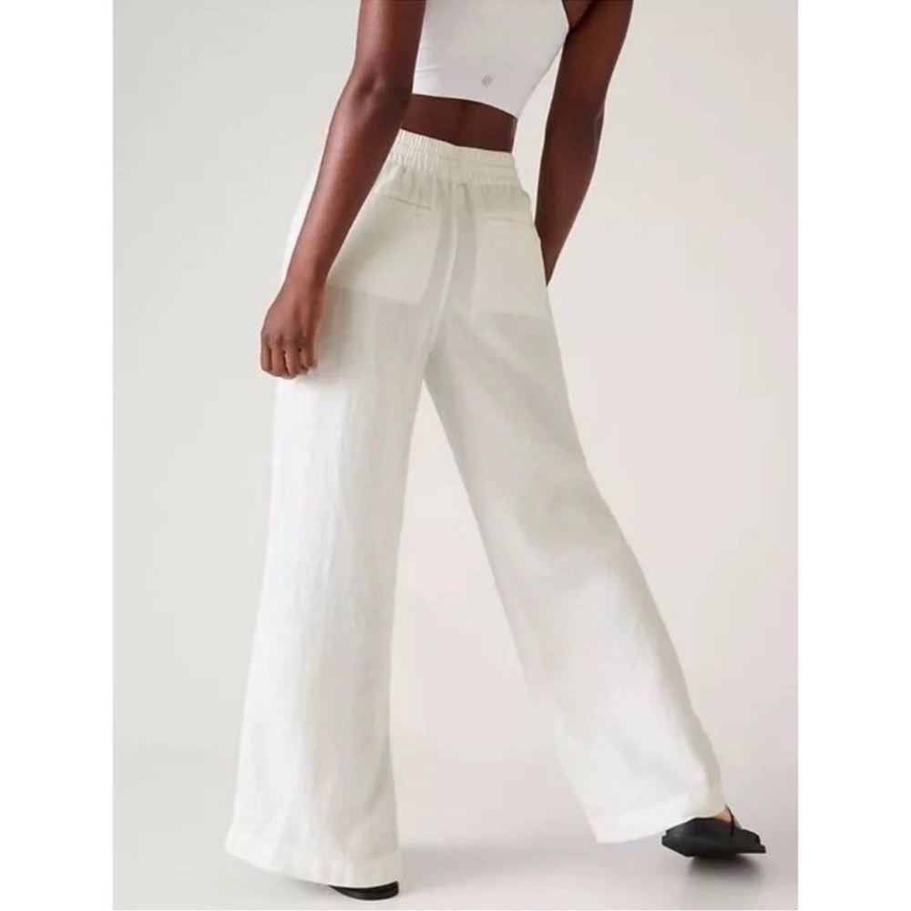 Athleta RETREAT LINEN WIDE LEG PANT, White size 18 NWT - Picture 5 of 11